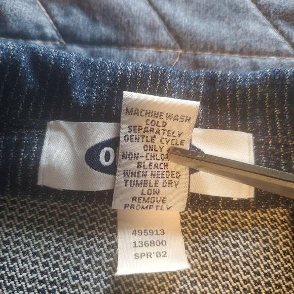 Vintage Y2K Sz S/M Old Navy Denim Jean Blazer Long Sleeve 1 button Pinstripe - Picture 9 of 12